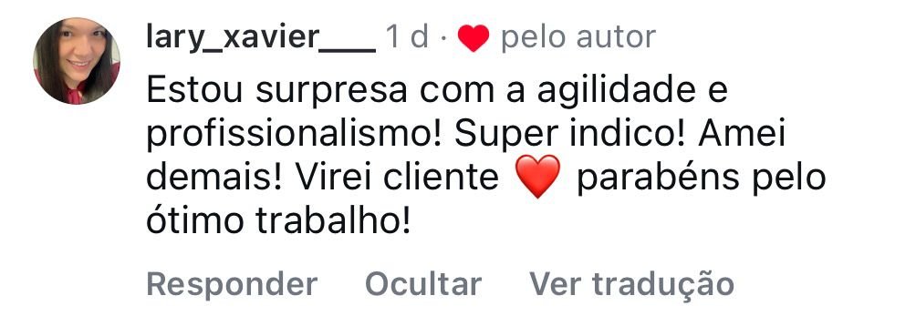 Depoimento de cliente satisfeita